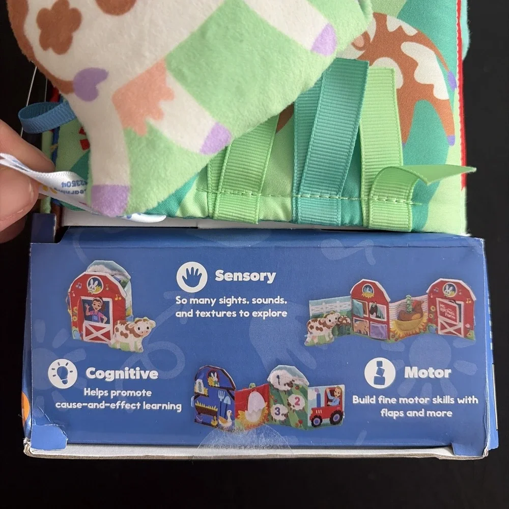 Ms Rachel Sensory Learning Farm Foldable Soft Baby Book With‎ Push Cow Plush Toy